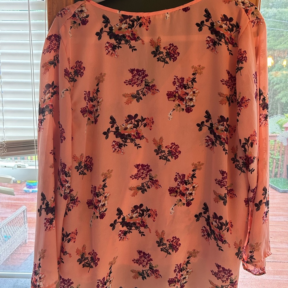 Wishful Park Pink Floral Wrap Blouse - Picture 3 of 3